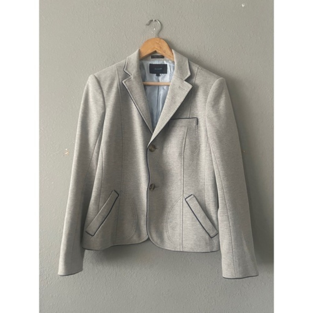Faconnable Grey Navy Piped Lined Blazer - Picture 2 of 7
